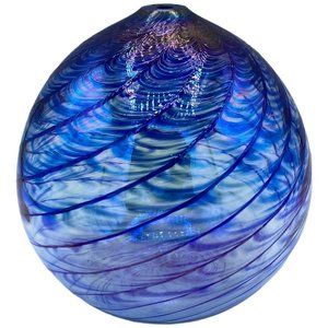 Blue Wave Iridescent Glass Decorative Diffuser Sphere Stem Bud Vase Home Decor